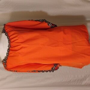 Orange blouse wide arm with Floral trim